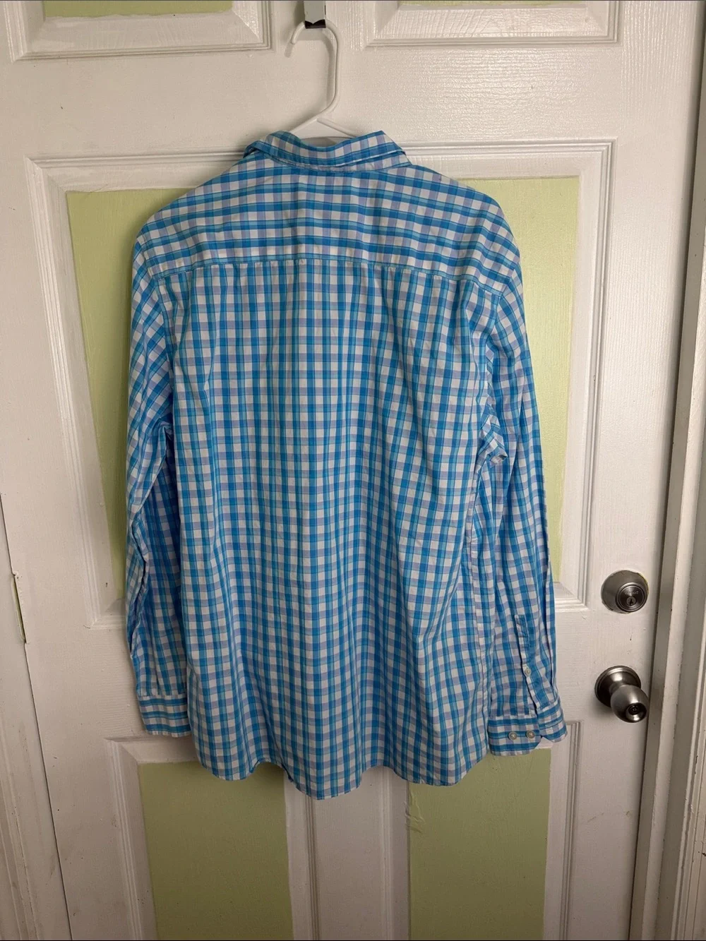 Men's Blue Check Button-Down Casual Shirt